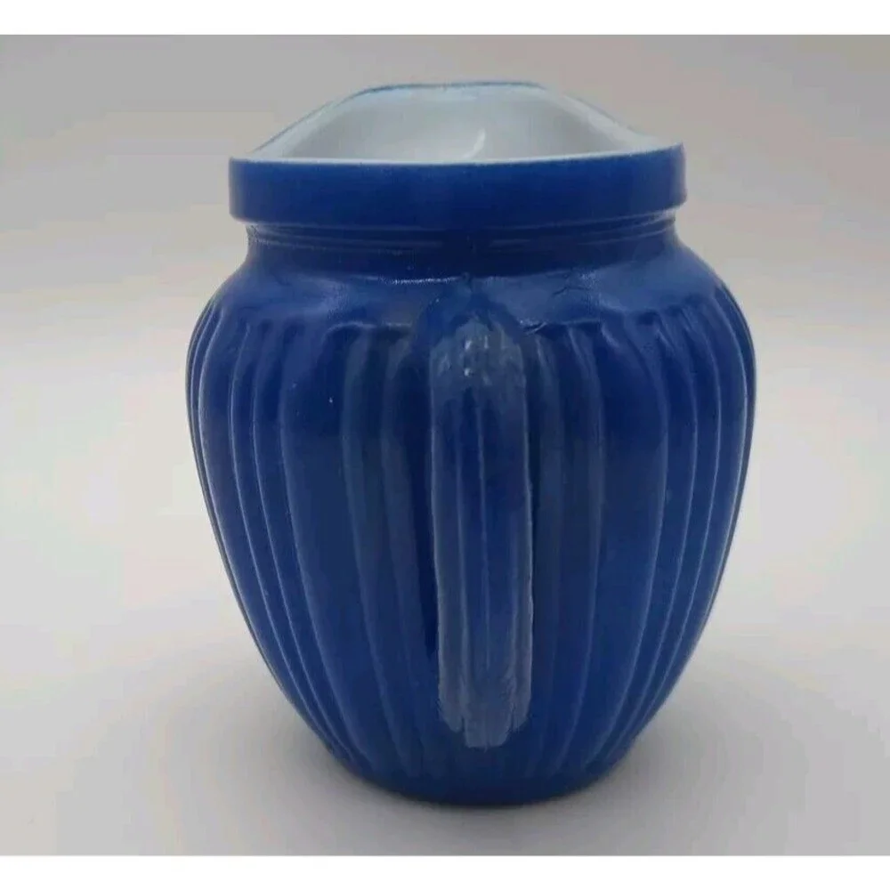 Hazel Atlas Moderntone Platonite Colbalt Blue Glass Creamer. 4.25